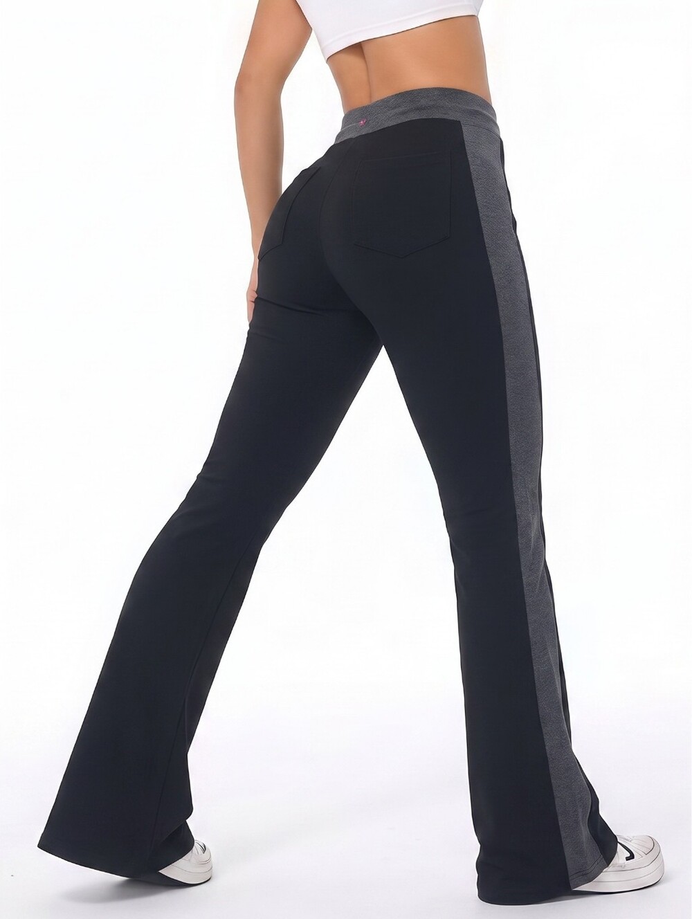 Hardtail Black Gray Two Tone Racer SADDLE Back 4 Pockets Leggings Large NWOT Hot